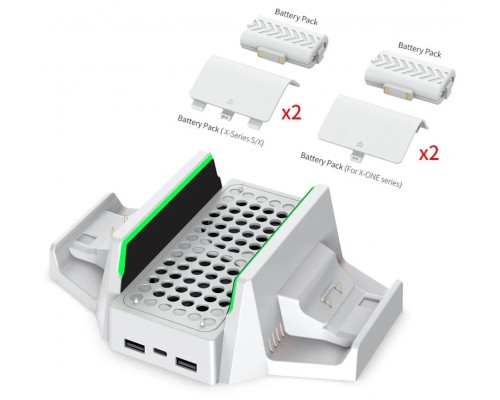 XBox Series S Multi-Functional Stand + Battery pack 800mAH White (2шт) Dobe TYX-0663