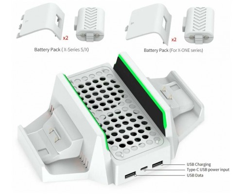 XBox Series S Multi-Functional Stand + Battery pack 800mAH White (2шт) Dobe TYX-0663