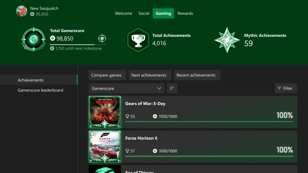 Xbox тестирует Mythic Achievements: награда за полный набор достижений основной игры