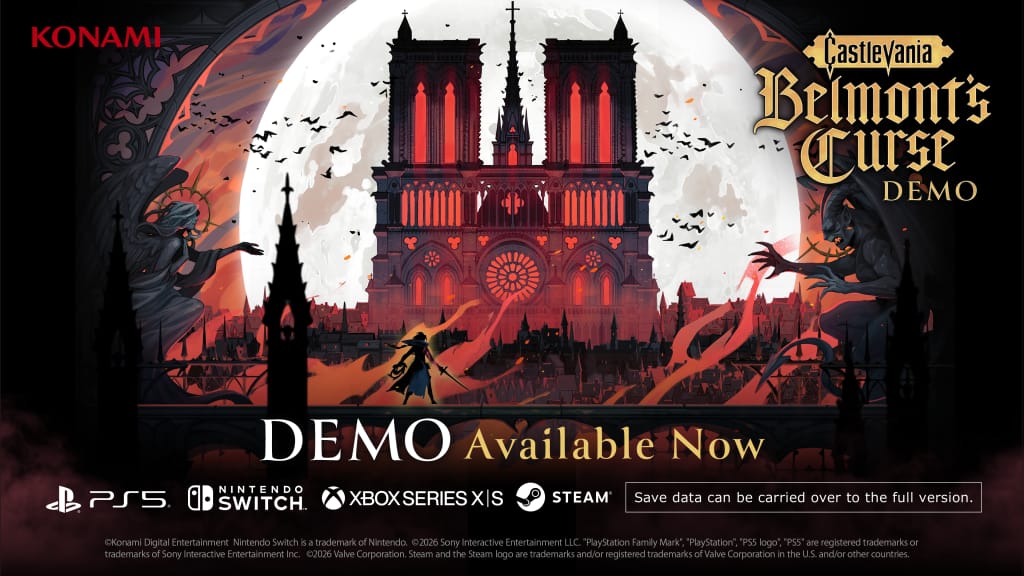 Официальный баннер Castlevania: Belmont’s Curse с сообщением о доступной демоверсии