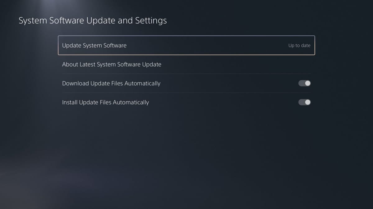 Официальная иллюстрация Sony: меню обновления системного программного обеспечения PS5