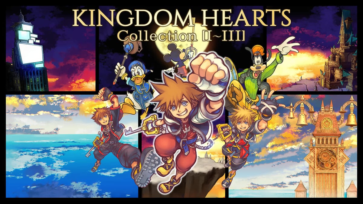 Официальный арт Kingdom Hearts Collection I–III с Сорой, Дональдом и Гуфи