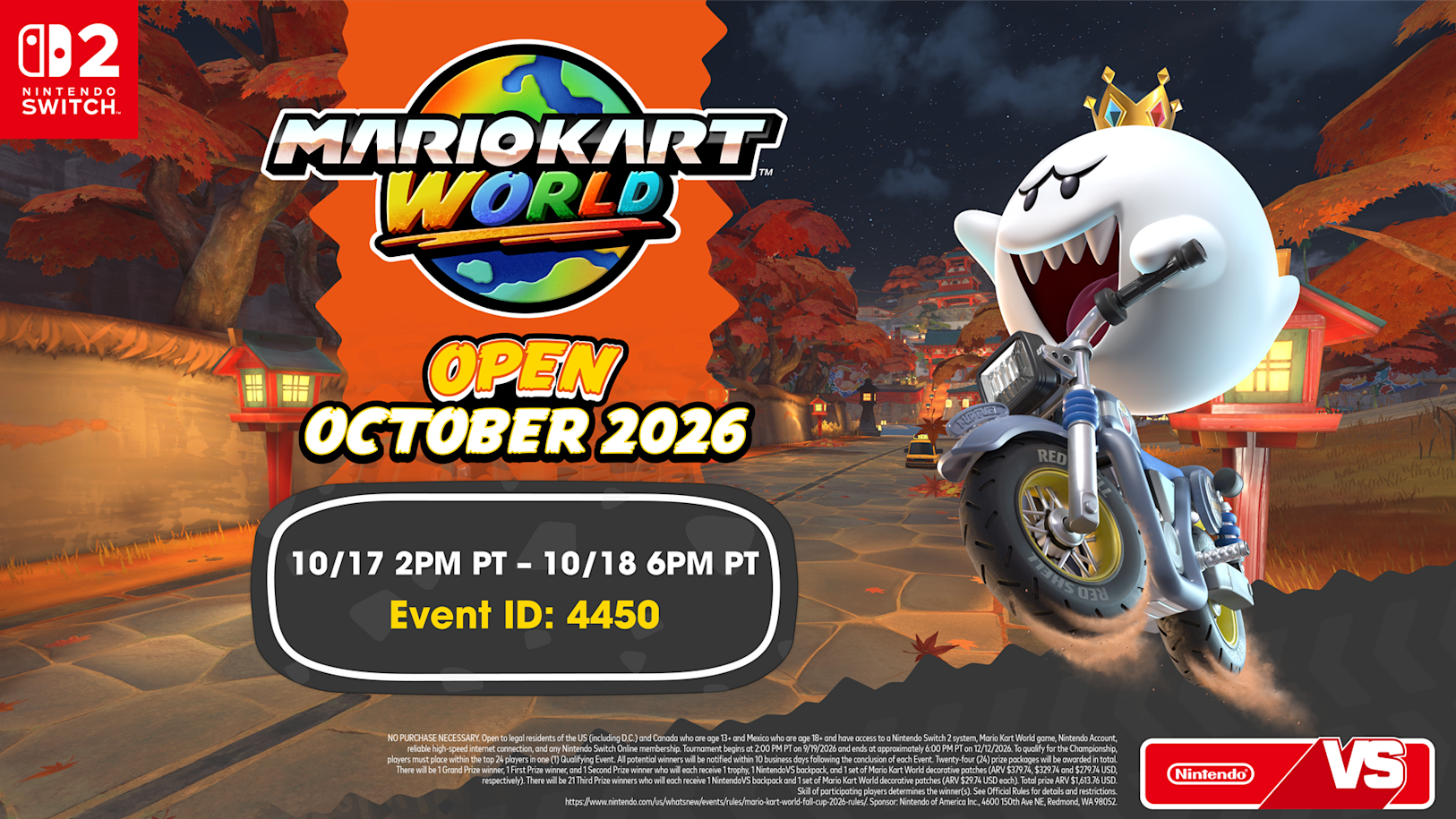 Официальная иллюстрация события Mario Kart World Open October 2026