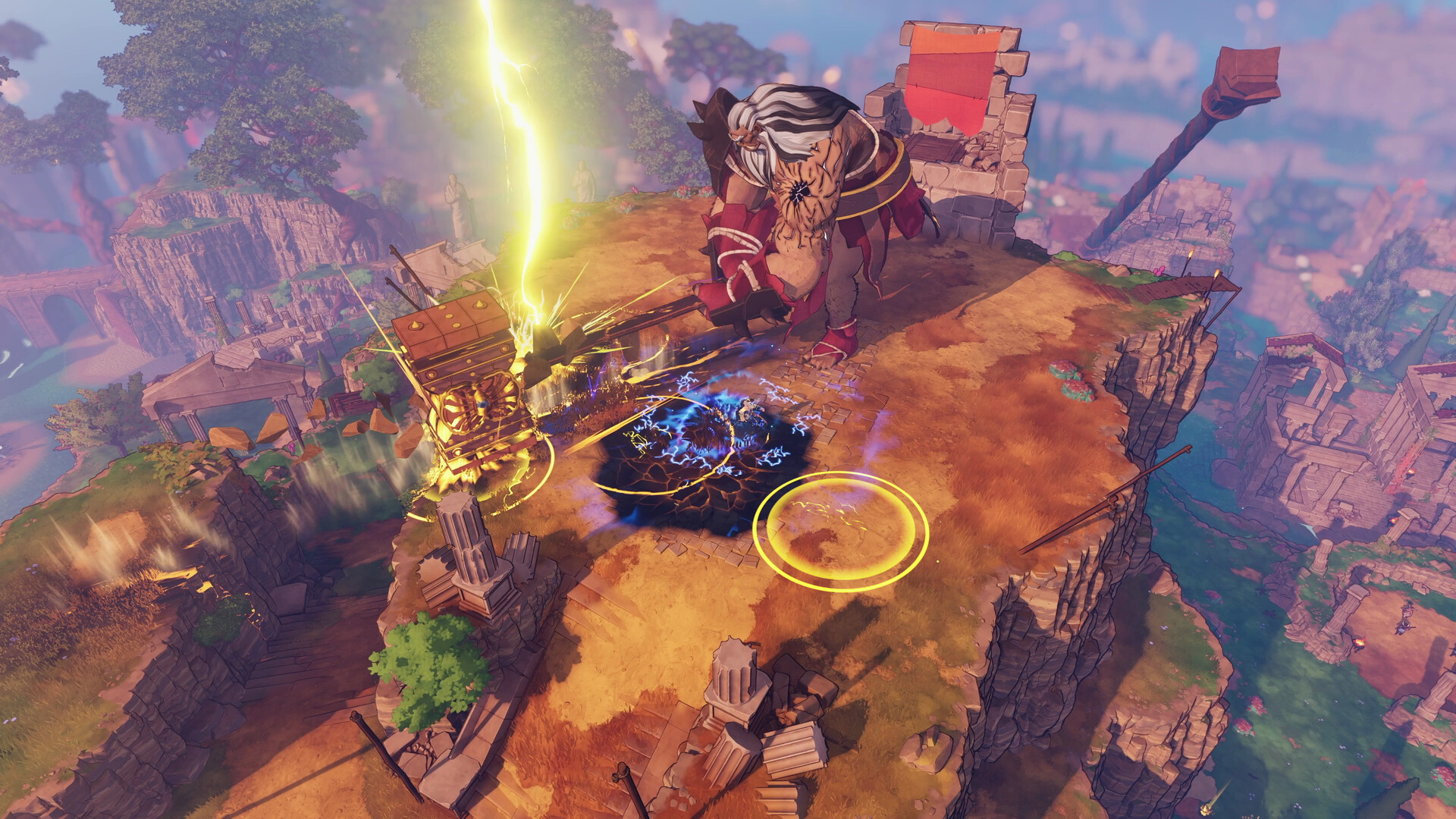Официальный скриншот Aftergods: сражение с гигантом среди руин