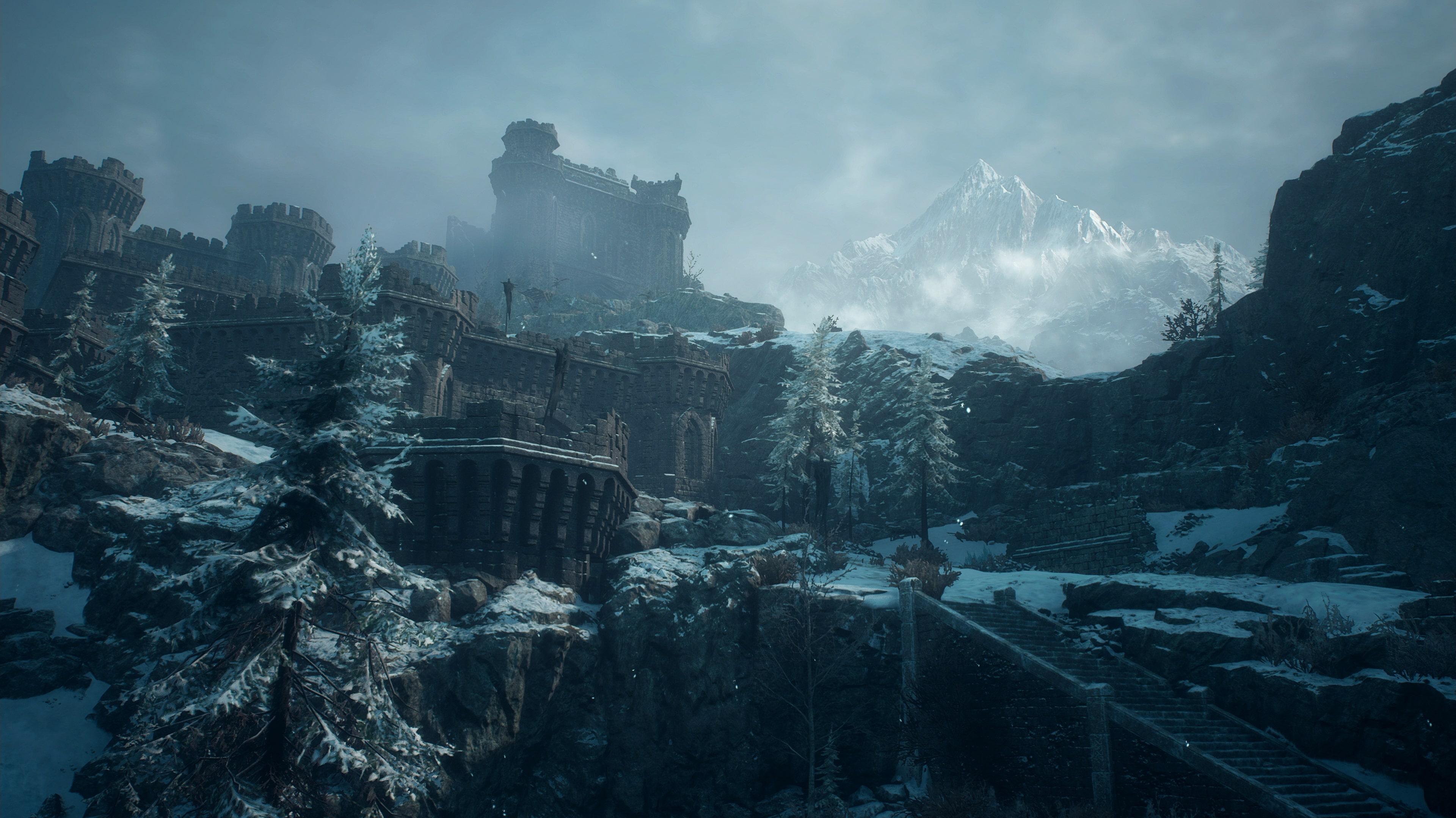 Снежный замок и горы на официальном скриншоте Dragon’s Dogma 2 Dark Arisen