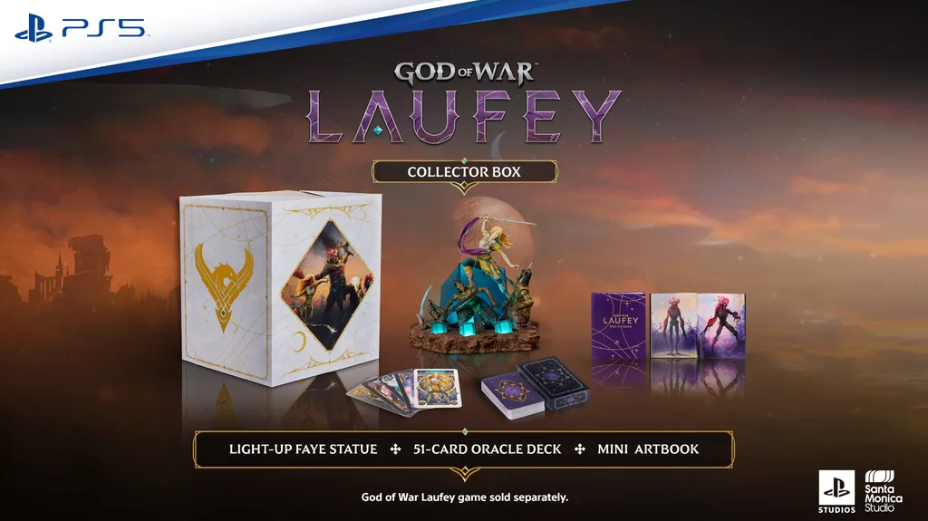 Официальная композиция God of War Laufey Collector Box: коробка, статуя Фэй, карты и мини-артбук