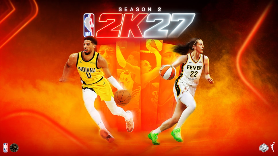 Кейтлин Кларк и Тайриз Халибёртон на официальном арте NBA 2K27 Season 2