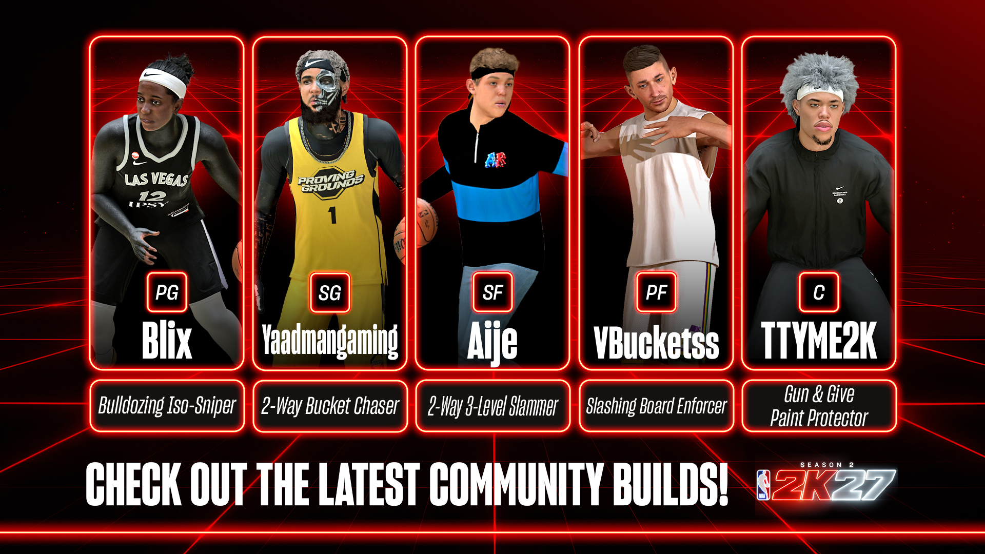 Официальная подборка Community Builds второго сезона NBA 2K27 с вариантами на пять позиций