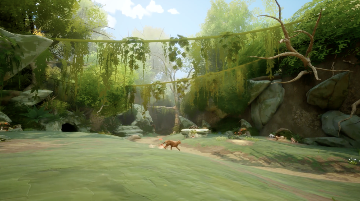 Кот идёт через зелёный лес в Warrior Cats: Clans of the Forest, официальный игровой кадр
