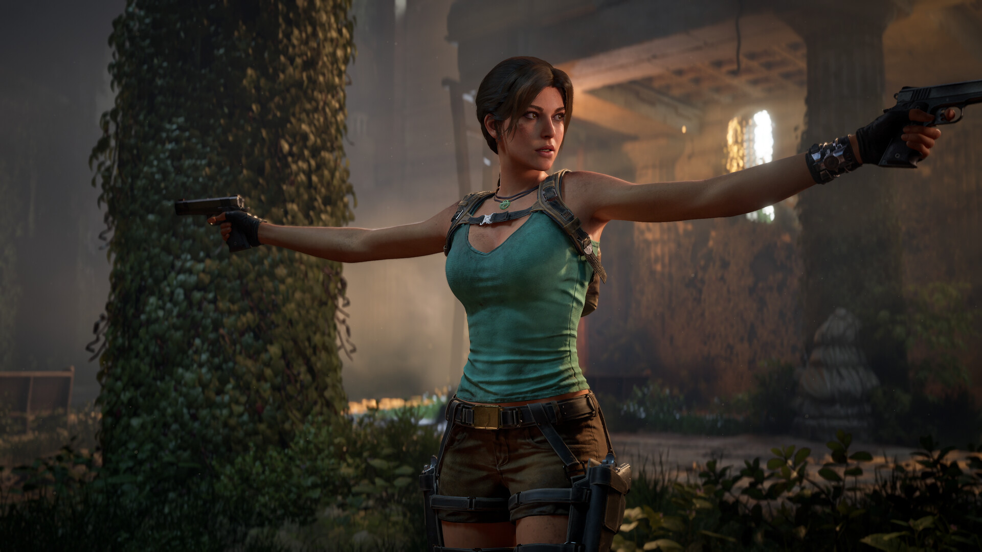 Лара Крофт с двумя пистолетами в Tomb Raider: Legacy of Atlantis — официальный скриншот
