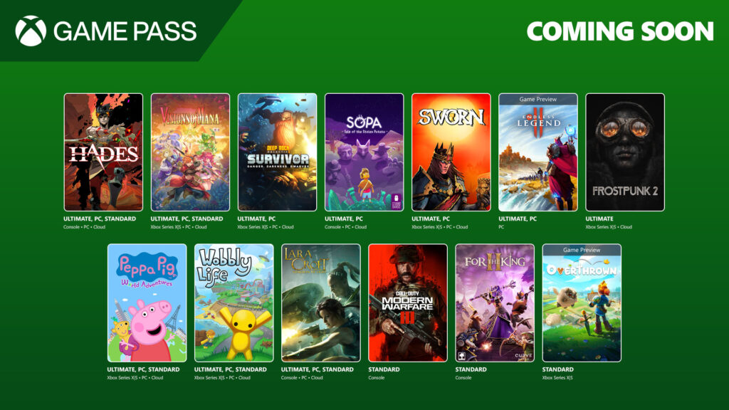 Game Pass — гид ожиданий: конец сентября и первая неделя октября